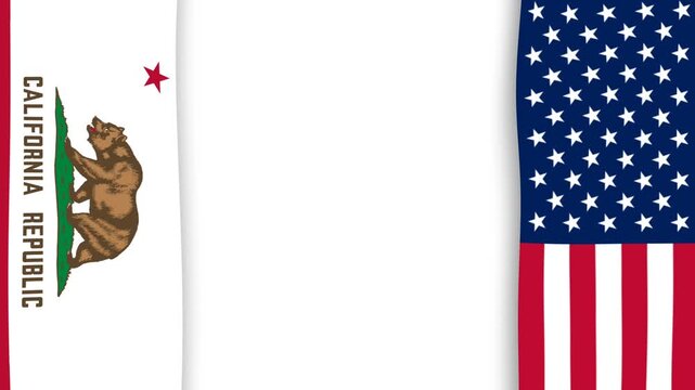 California State Flag and United States Flag Side by Side Background.