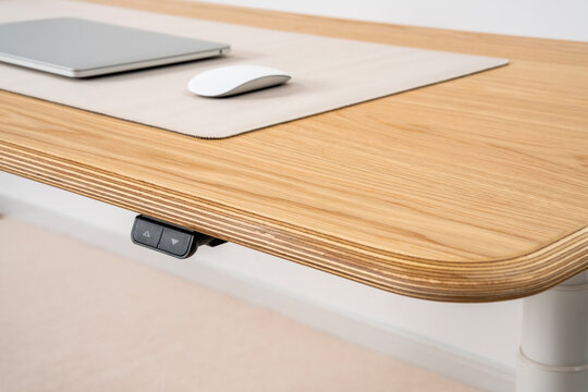 Details of a solid wood business desk