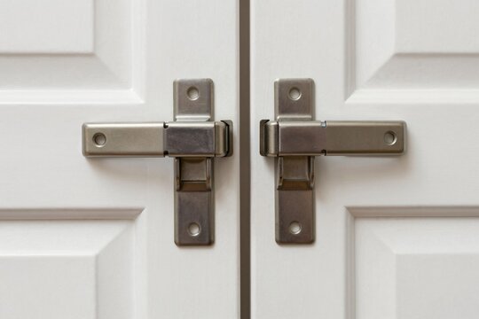 Metal Hinges on White Doors - Architectural Detail