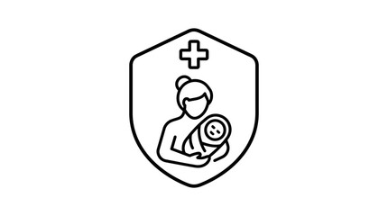 Fototapeta premium Mother and Child Healthcare Shield Icon, Medical Protection, Isolated