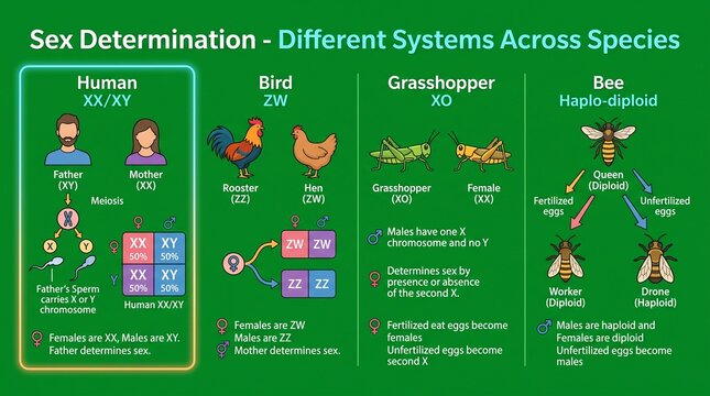 Infographic Chart Comparing Biological Sex Determination Systems