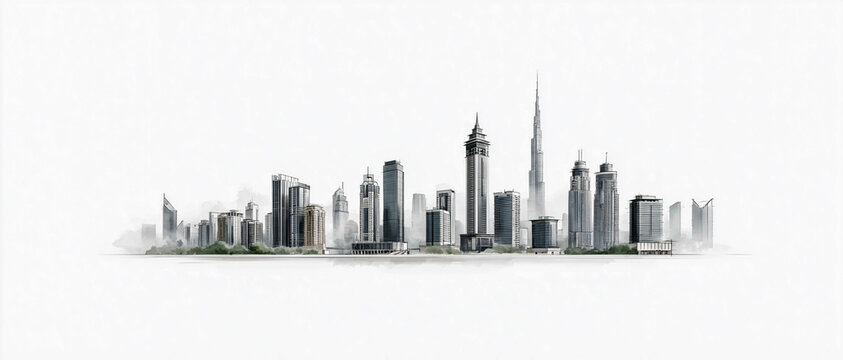 Cityscape Panorama A breathtaking panoramic view of a modern city skyline, with towering skyscrapers piercing the sky, symbolizing progress and urban development.