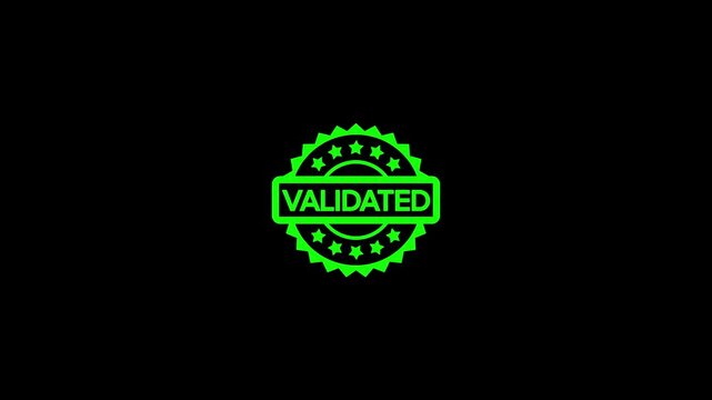 Validated stamp animation with alpha channel
