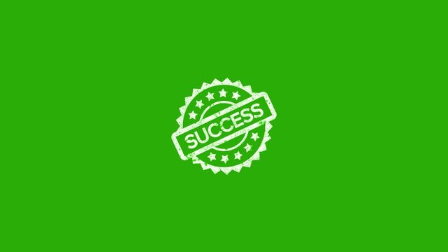 Success rubber stamp animation. stamp zooming and hit effect. grunge rubber stamp impression animation