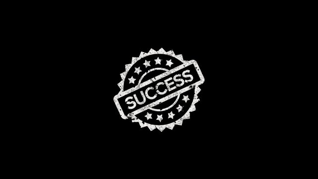 Success rubber stamp animation. stamp zooming and hit effect. grunge rubber stamp impression animation