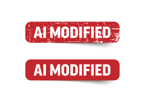 Red AI Modified Rubber Stamp and Label Vector Illustration