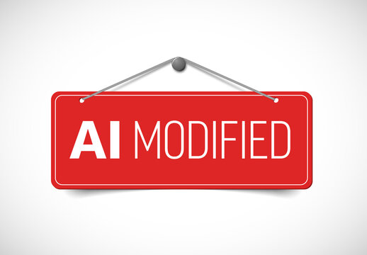 Red AI Modified Sign Hanging on Wall
