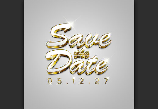 Elegant Gold and White Save the Date Editable Invitation Typography