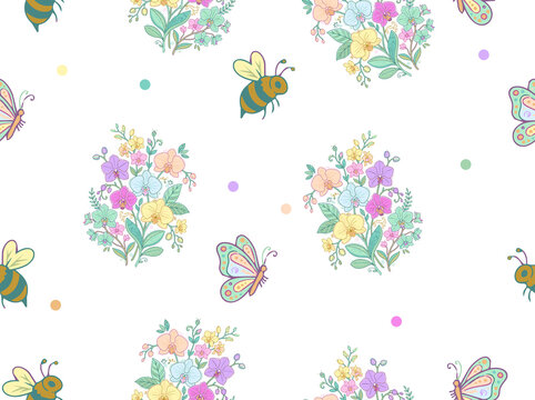 Cute Orchid Seamless Pattern Background for Fabric, Wallpaper, Wrapping Paper and Surface Design