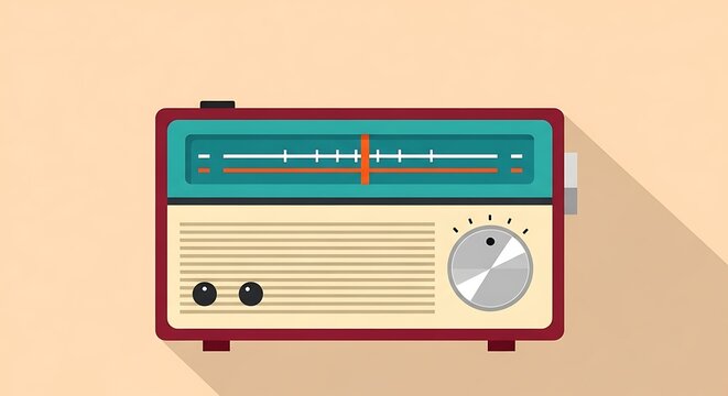 Retro radio receiver with tuning dial flat design