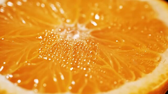 Close-up of a vibrant juicy orange slice showing citrus segments