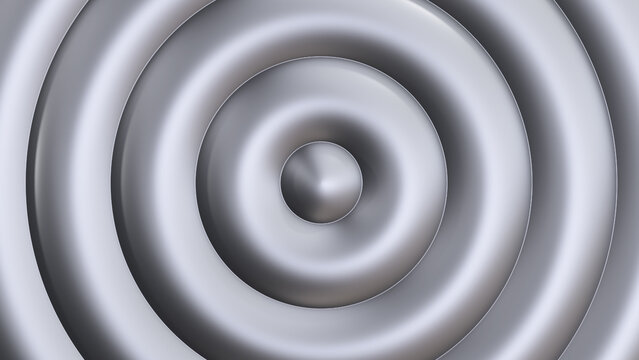 Silver metallic ripples minimalist geometric texture, modern gray metallic radial gradient pattern with shadows.