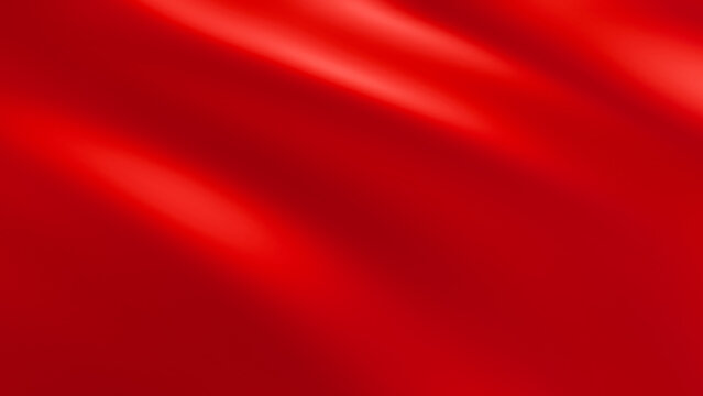 Red wavy background, satin fabric texture, 3D render illustration.