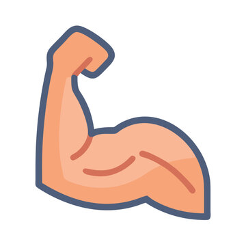 Cartoon Arm Flexing Muscle Strength Icon Illustration