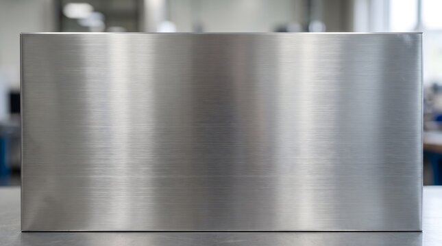 Background Brushed stainless steel plate with clean reflective sheen