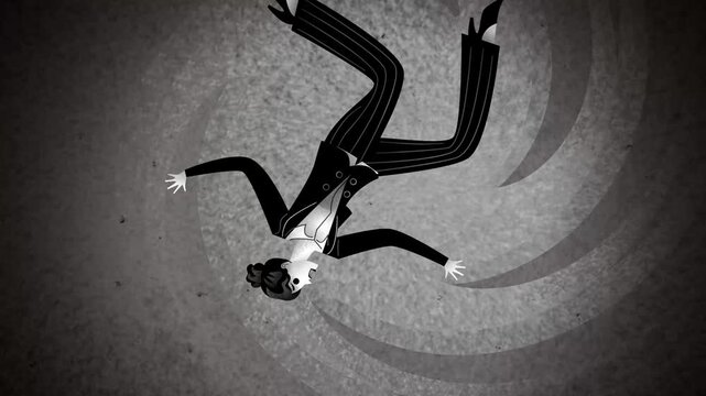 desperate female office worker falling into a bottomless vortex