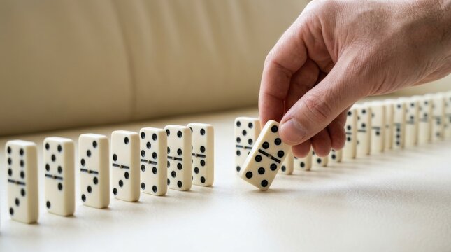 A person playing dominos representing decision making concepts and strategy in social and game interaction