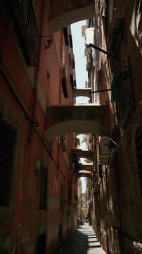 Narrow street in a small working-class neighborhood of Naples