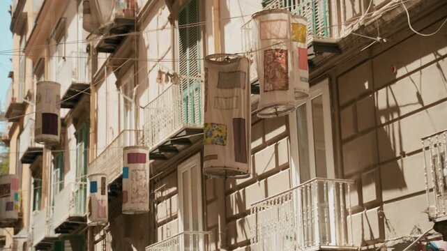 Object On Street of Napoli with typical balcony and window touristic city
