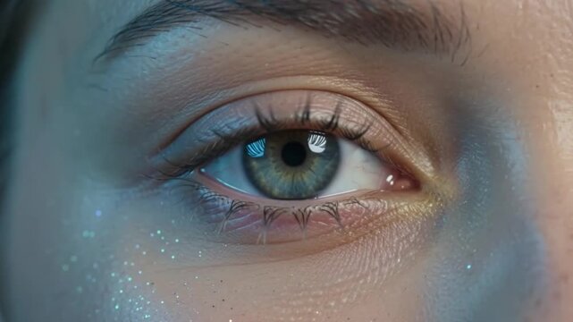 Creative colorful eye makeup macro transitions studio video.
