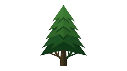 Obraz premium Simple vector illustration of a green stylized coniferous tree on a white background