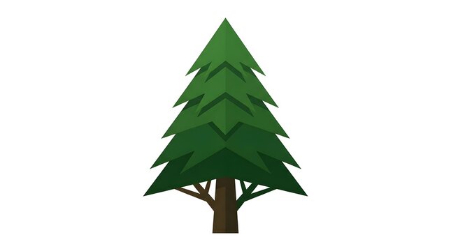 Simple vector illustration of a green stylized coniferous tree on a white background