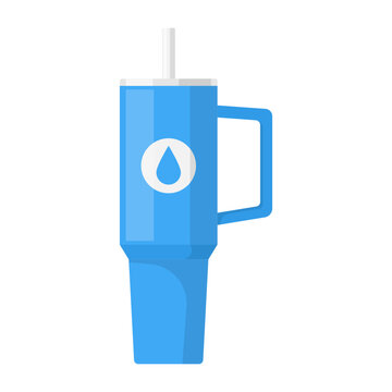 Insulated Tumbler Flat Illustration. Reusable Water Bottle Element Isolated on White Background