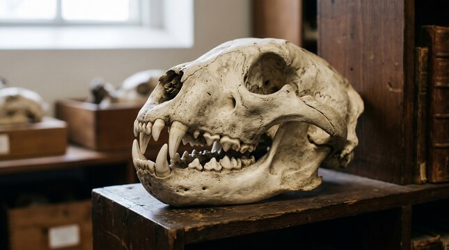 Lion skull specimen