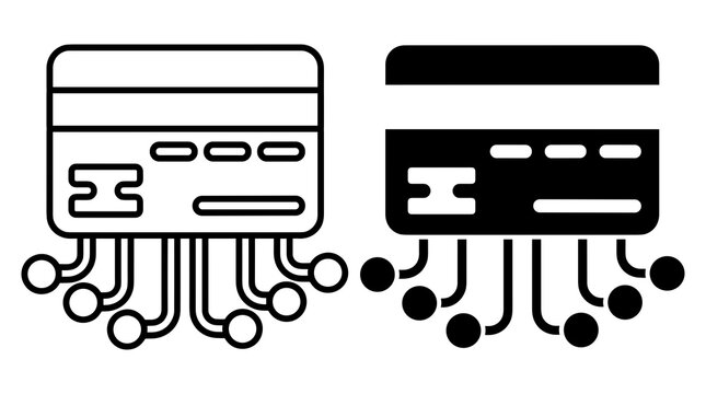 Credit card with circuit connections representing digital banking fintech solutions and online payment security for web application design.