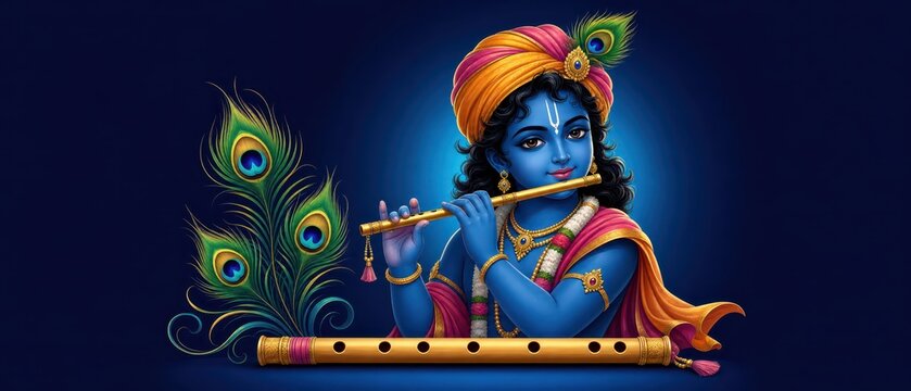 Illustration of Krishna Janmashtami celebration.