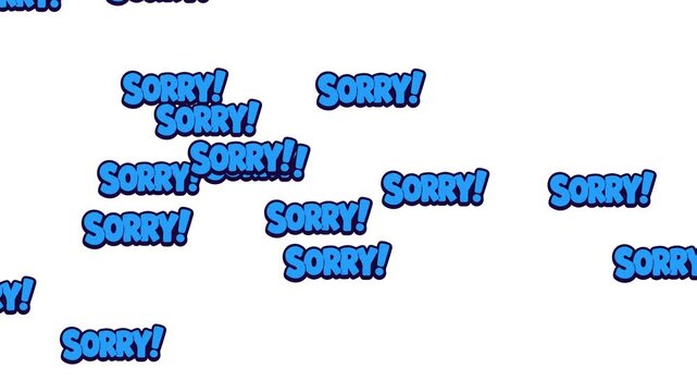 Animated Sorry Text Pop Art Stickers Floating on White Background