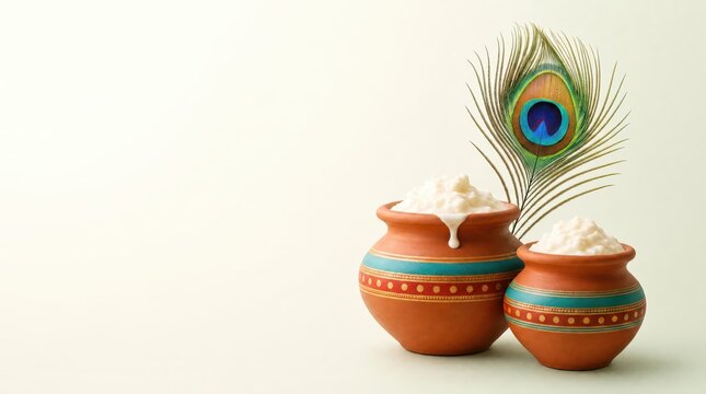 Krishna janmashtami background illustration.