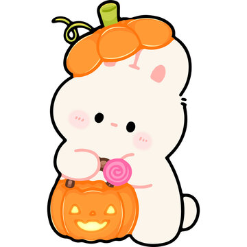 Cute Cartoon Character with Pumpkin Candy Container