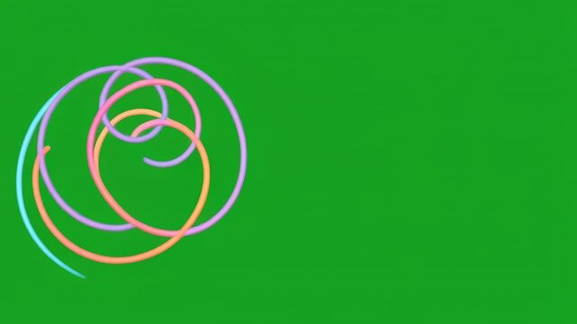 Abstract Swirling Lines Forming Circles on Green Screen with Subtle Color Shifts During Gentle Camera Sweep