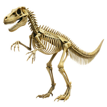 Detailed dinosaur skeleton model isolated on white background a i generated fidelity fossil tyrannosaurus rex