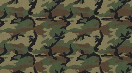 Fototapeta premium Seamless woodland camouflage pattern fabric texture military gear