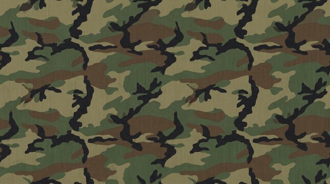 Seamless woodland camouflage pattern fabric texture military gear