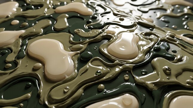 Abstract camouflage thick glossy liquid paint texture