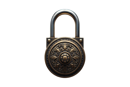 Square body antique bronze padlock isolated