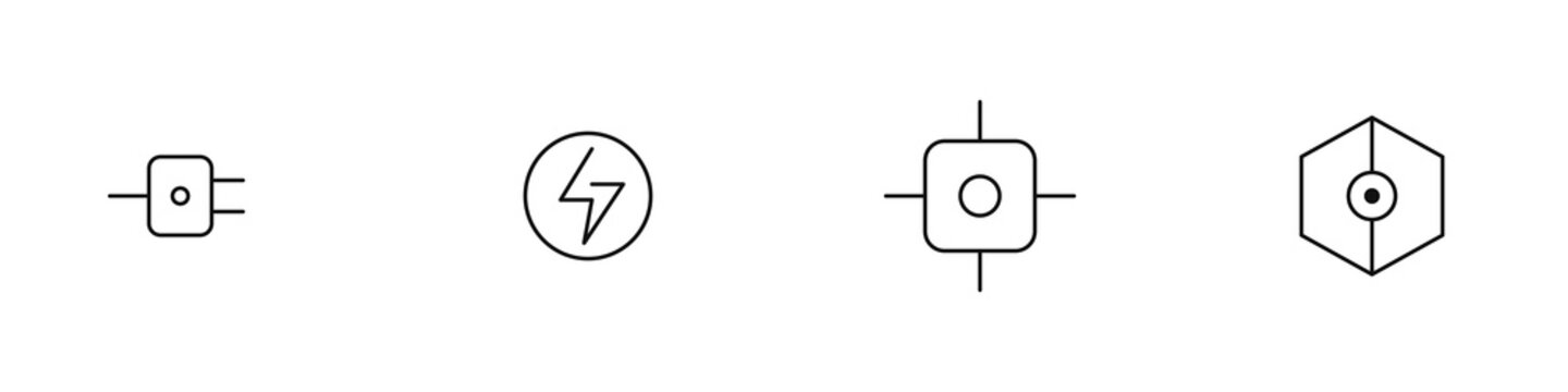 API Integration Line Icon Set - Connector, Webhook, Microservice, Gateway