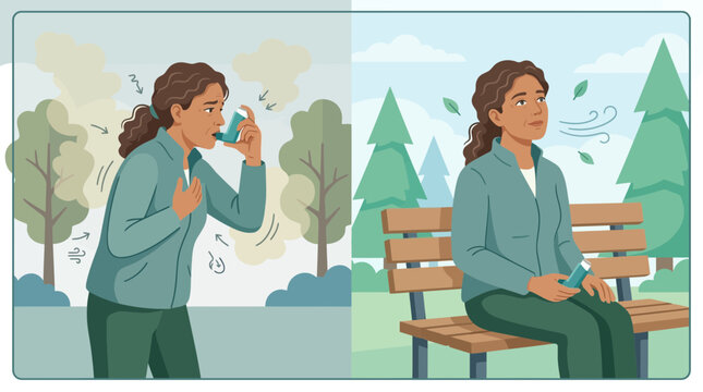 Asthma Sufferer vs Healthy Breathing Outdoors