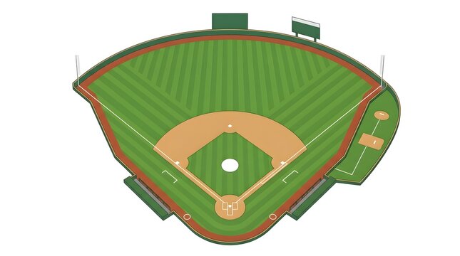 Isometric illustration of a baseball field stadium isolated on a white background