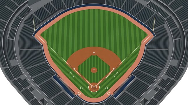 Top View Illustration of a Major League Baseball Stadium Field
