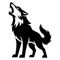 Obraz premium Icono con un dibujo sencillo de un lobo aullando de pie visto en perspectiva 