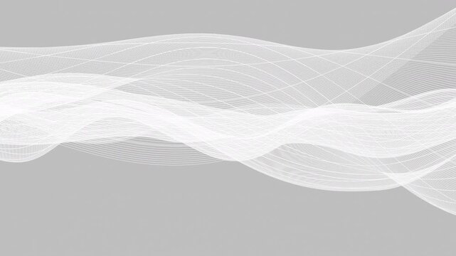 White Abstract Wave Lines Flowing - Slow Seamless Loop Background