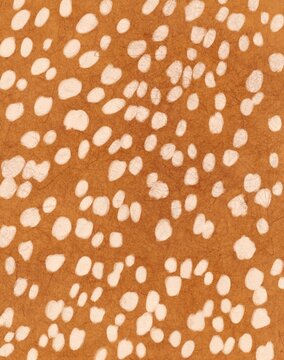 Abstract deer fur pattern, warm ochre fawn skin background, hand drawn beige spots, animal print texture