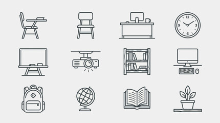 Fototapeta premium School and Education Icons Set.