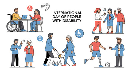 Fototapeta premium International Day of People with Disabilities Illustration Set