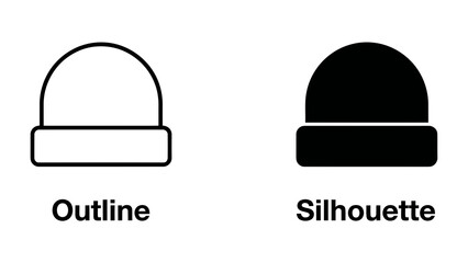 Fototapeta premium Beanie Outline and Silhouette: A clear comparison of a beanie's outline and silhouette, presented side-by-side for visual distinction and design reference.