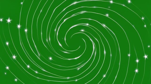 Green swirling particle energy patterns with subtle white speckles during a gentle breeze